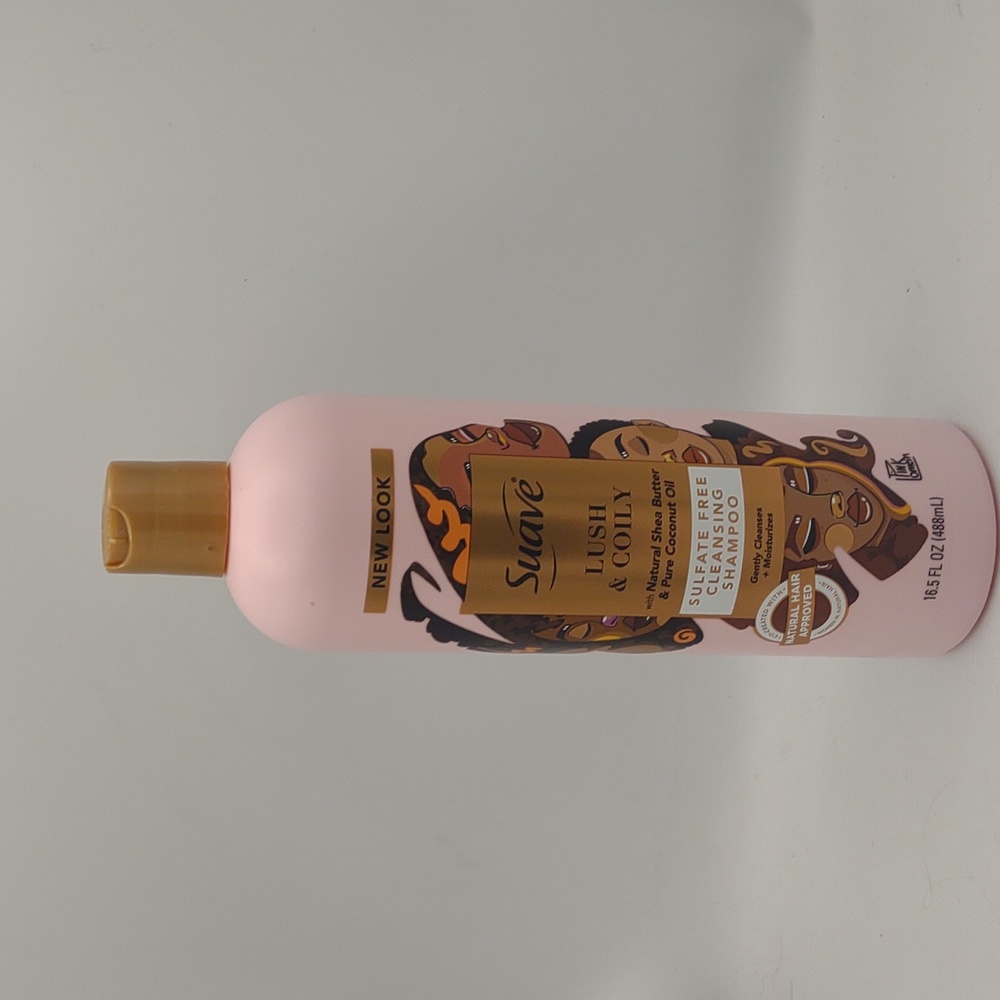 Suave lush coily cleansing shampoo pink lo mein design shea butter coconut oil